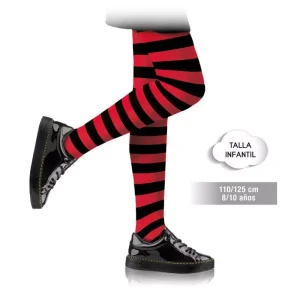 Panty Inf Rayas Negro/Rojo
