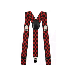 Tirantes Cuadros Negro/Rojo