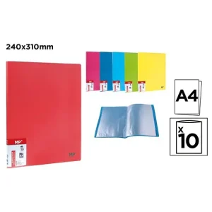 Carpeta 10 Fundas A4 Color Brillante