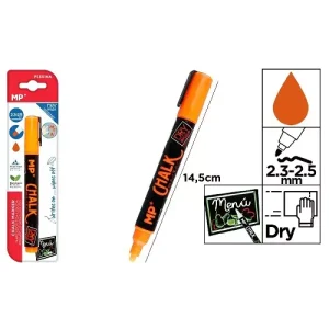 Marcador Tiza Liquida Limpieza Seco Naranja