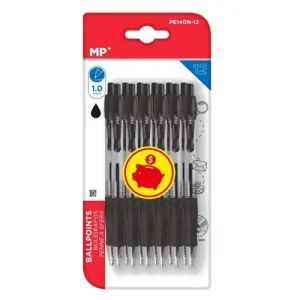 Bolígrafo Negro Punta 1.0mm 12u