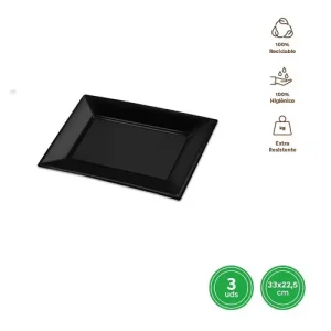 Bandejas Rectangular Reutilizable Negro 33X22,5CM
