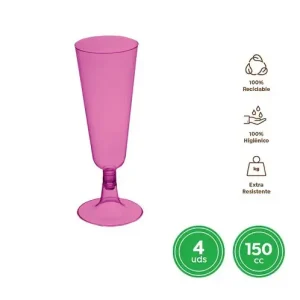 Copa Cava Reutilizable Rosa 150cc