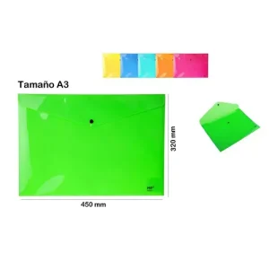 Carpeta Sobre C/Botón A3 Color Brillante