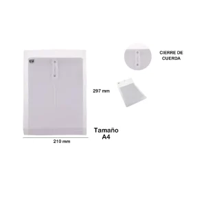 Carpeta Sobre C/Cuerda A4 Transparente