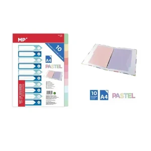 Separadores 10 Colores Pastel A4