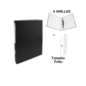 Carpeta Folio 4 Anillas Negro