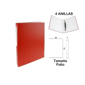 Carpeta Folio 4 Anillas Rojo