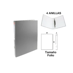 Carpeta Folio 4 Anillas Gris