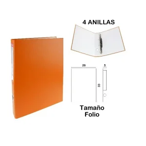 Carpeta Folio 4 Anillas Naranja