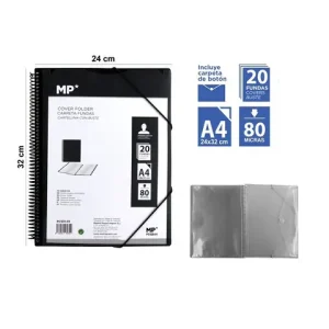 Carpeta 20 Fundas A4 C/Espiral Negro