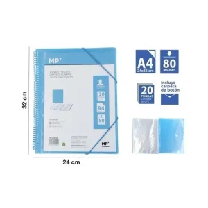 Carpeta 20 Fundas A4 C/Espiral Azul